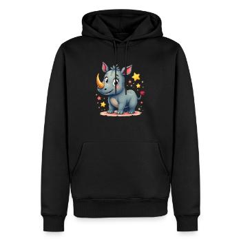 Nashorn Design - Männer Premium Bio Hoodie - Schwarz - Vorne - Nico (187cm)