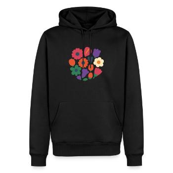 Circle Bloom – Couronne de fleurs 2025 - Sweat à capuche Premium bio Homme - noir - Devant - Nico (187cm)
