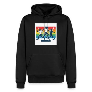 #Frauenfußball #Euro2025Women #Gleichstellung #Fuß - Männer Premium Bio Hoodie - Schwarz - Vorne - Nico (187cm)