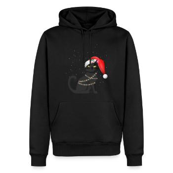 Schwarze Weihnachtskatze - Männer Premium Bio Hoodie - Schwarz - Vorne - Nico (187cm)