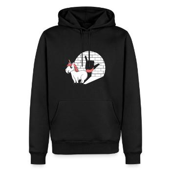 Licorne Rock n’Roll - Sweat à capuche Premium bio Homme - noir - Devant - Nico (187cm)