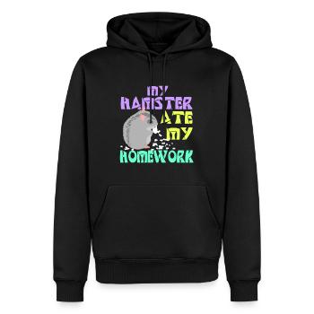Manger des hamsters - Sweat à capuche Premium bio Homme - noir - Devant - Nico (187cm)