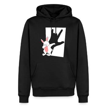 Rock n’Roll Lapin - Sweat à capuche Premium bio Homme - noir - Devant - Nico (187cm)