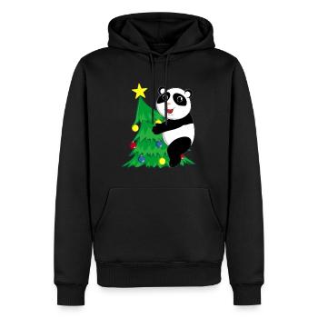 Panda de Noël - Sweat à capuche Premium bio Homme - noir - Devant - Nico (187cm)