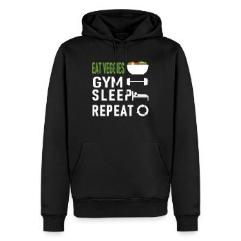 Régime gym - Sweat à capuche Premium bio Homme - noir - Devant - Nico (187cm)