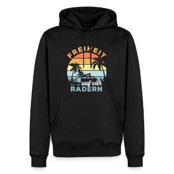 Freiheit auf vier Rädern Camper Palmen Camping - Männer Premium Bio Hoodie - Schwarz - Vorne - Nico (187cm)