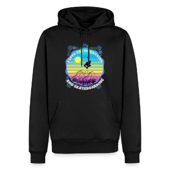 Ich liebe die schöne Natur mit Bergen und skaten - Männer Premium Bio Hoodie - Schwarz - Vorne - Nico (187cm)