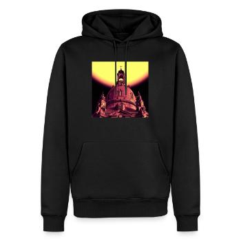 Frauenkirche Dresden - Lokale KI Kunst #999 - Männer Premium Bio Hoodie - Schwarz - Vorne - Nico (187cm)