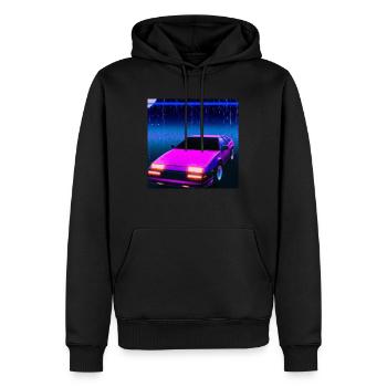 synthwave sports car 2 - Sweat à capuche Premium bio Homme - noir - Devant - Nico (187cm)