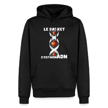 Le Basket Dans Mon ADN Cadeau homme femme enfant - Sweat à capuche Premium bio Homme - noir - Devant - Nico (187cm)