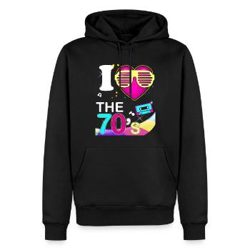 70s Vintage Retro Funky Style Humor - Men’s Premium Organic Hoodie - black - Front - Nico (187cm)