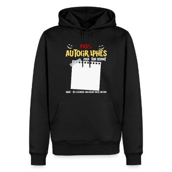 Signature Autographes Collègues Stars pour Départ - Sweat à capuche Premium bio Homme - noir - Devant - Nico (187cm)