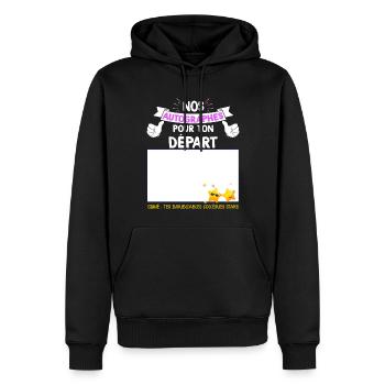 Collègue Départ Autographe Humour Signature - Sweat à capuche Premium bio Homme - noir - Devant - Nico (187cm)