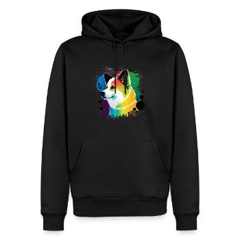 Akita Inu Hund Bunte Farben Regenbogen Kunst - Männer Premium Bio Hoodie - Schwarz - Vorne - Nico (187cm)