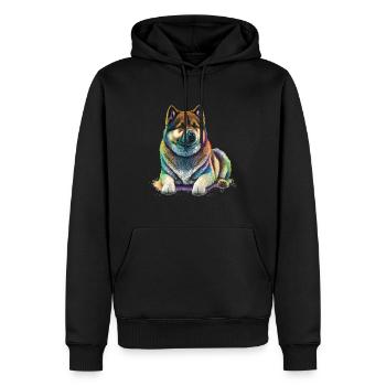 Akita Inu Hund Bunte Farben Regenbogen Kunst - Männer Premium Bio Hoodie - Schwarz - Vorne - Nico (187cm)