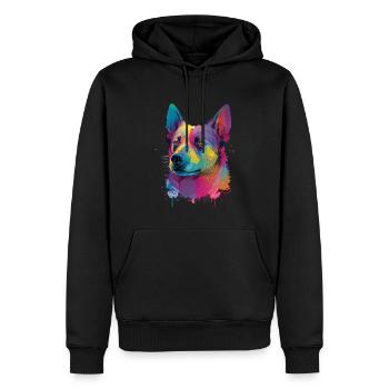 Lächelnder Australischer Rinderhund Blumen - Männer Premium Bio Hoodie - Schwarz - Vorne - Nico (187cm)
