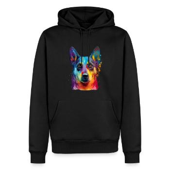 Lächelnder Australischer Rinderhund Blumen - Männer Premium Bio Hoodie - Schwarz - Vorne - Nico (187cm)