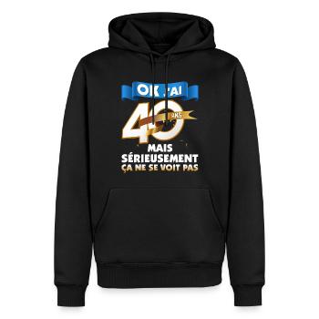 Ok j'ai 40 ans Humour Anniversaire Homme Ou Femme - Sweat à capuche Premium bio Homme - noir - Devant - Nico (187cm)