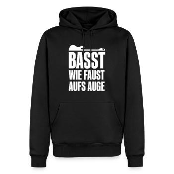Lustiger Spruch für Bassist Basst wie Faust aufs - Männer Premium Bio Hoodie - Schwarz - Vorne - Nico (187cm)