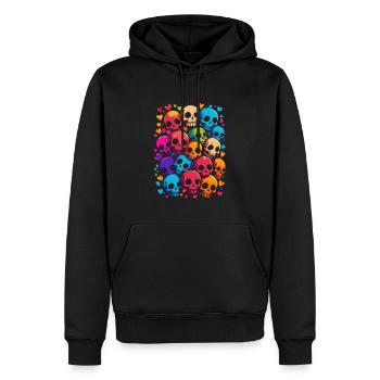 Vibrant Skulls of Love - Men’s Premium Organic Hoodie - black - Front - Nico (187cm)