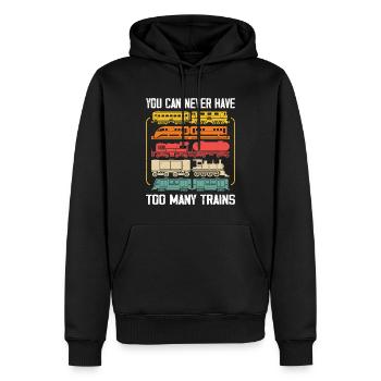 Man kann einfach nicht zu viele Züge haben, die Locomoti lieben - Männer Premium Bio Hoodie - Schwarz - Vorne - Nico (187cm)