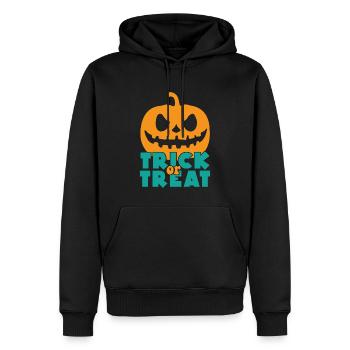 Trick or Treat Geschenk Halloween Spruch - Männer Premium Bio Hoodie - Schwarz - Vorne - Nico (187cm)