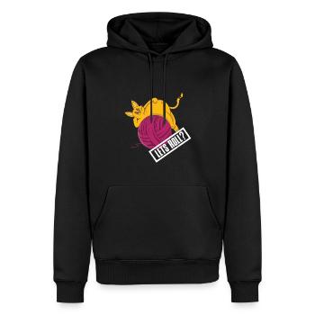 Chat animal de compagnie permet de rouler la boule de laine - Sweat à capuche Premium bio Homme - noir - Devant - Nico (187cm)