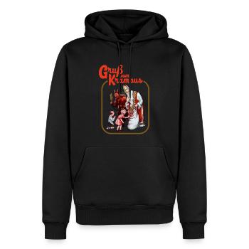 GRUß VOM KRAMPUS RETRO WICKED NIKOLAUS GESCHENK - Männer Premium Bio Hoodie - Schwarz - Vorne - Nico (187cm)