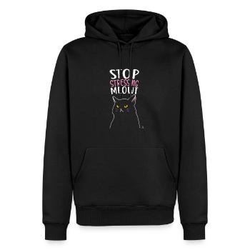 Arrêtez de me stresser cadeau miaulement - Sweat à capuche Premium bio Homme - noir - Devant - Nico (187cm)