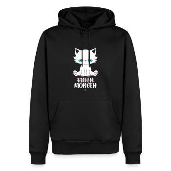 Cadeau de chat Guten morgen - Sweat à capuche Premium bio Homme - noir - Devant - Nico (187cm)