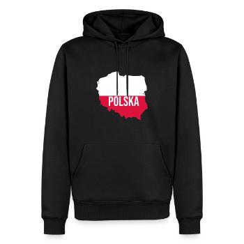 J’aime la Pologne J’aime la Pologne Souvenir polonais - Sweat à capuche Premium bio Homme - noir - Devant - Nico (187cm)