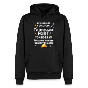 Construction Et Chantier Humour Homme - Sweat à capuche Premium bio Homme - noir - Devant - Nico (187cm)