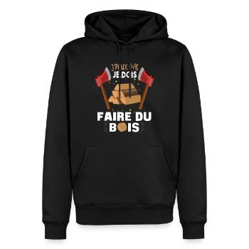 Bois Humour métier Du Bois Bûcheron - Sweat à capuche Premium bio Homme - noir - Devant - Nico (187cm)