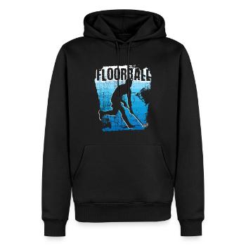 Joueur de floorball Floorballer Retro Floorball - Sweat à capuche Premium bio Homme - noir - Devant - Nico (187cm)