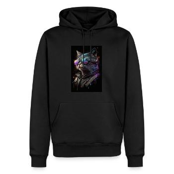 Coole Biker-Katze - Männer Premium Bio Hoodie - Schwarz - Vorne - Nico (187cm)