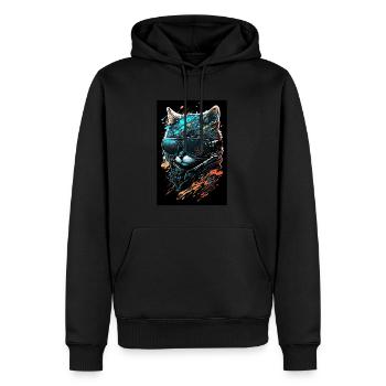 Coole Punk Katze - Männer Premium Bio Hoodie - Schwarz - Vorne - Nico (187cm)