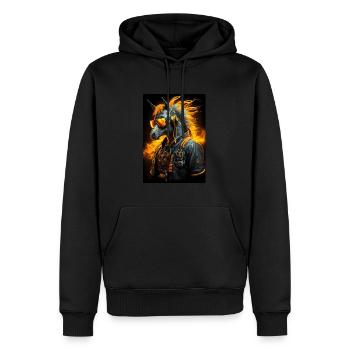 Cooles Biker-Pferd - Männer Premium Bio Hoodie - Schwarz - Vorne - Nico (187cm)