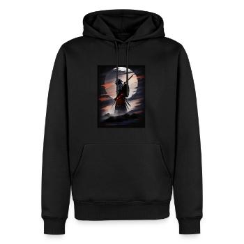 Japanischer Samurai-Krieger bei Nacht - Männer Premium Bio Hoodie - Schwarz - Vorne - Nico (187cm)