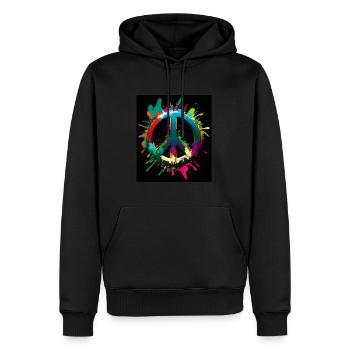 Symbole abstrait de la paix - Sweat à capuche Premium bio Homme - noir - Devant - Nico (187cm)