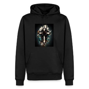 Croix chrétienne abstraite - Sweat à capuche Premium bio Homme - noir - Devant - Nico (187cm)
