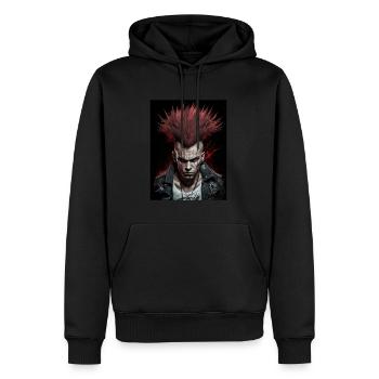 Cooler Punk mit roten Haaren - Männer Premium Bio Hoodie - Schwarz - Vorne - Nico (187cm)