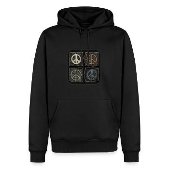 Friedenssymbole in verschiedenen Stilen - Männer Premium Bio Hoodie - Schwarz - Vorne - Nico (187cm)