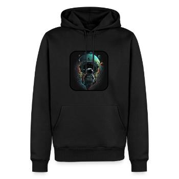 Astronaute abstrait - Sweat à capuche Premium bio Homme - noir - Devant - Nico (187cm)