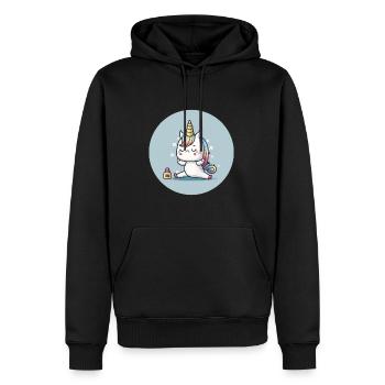 Adorable Licorne de Yoga - Sweat à capuche Premium bio Homme - noir - Devant - Nico (187cm)