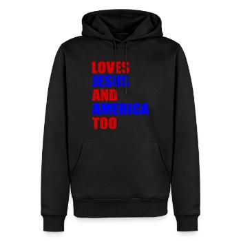 loves jesus and america too - Männer Premium Bio Hoodie - Schwarz - Vorne - Nico (187cm)