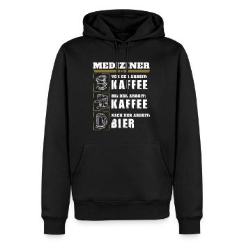 Mon quotidien en tant que médecin - Sweat à capuche Premium bio Homme - noir - Devant - Nico (187cm)
