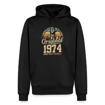 anniversaire 50 ans 1974 originale édition limitée - Sweat à capuche Premium bio Homme - noir - Devant - Nico (187cm)