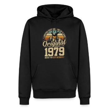 cadeau d'anniversaire 45 ans 1979 édition limitée - Sweat à capuche Premium bio Homme - noir - Devant - Nico (187cm)