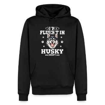 Parler Le Husky Humour Chien Husky - Sweat à capuche Premium bio Homme - noir - Devant - Nico (187cm)