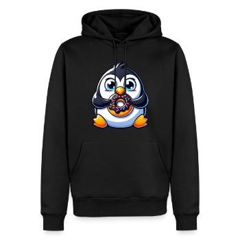 Pingouin Dessin animé Dick Candy Cute Donut - Sweat à capuche Premium bio Homme - noir - Devant - Nico (187cm)
